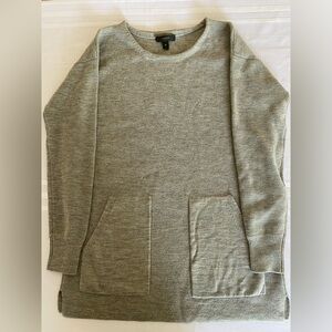 J Crew XS Grey Oversized Comfy Sweater Two Pockets Rolled Neckline Long Sleeve